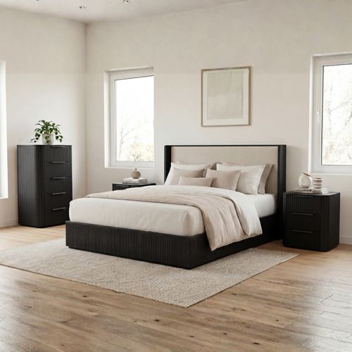 Bedroom Suite 4 Pcs In Black Colour with Tallboy