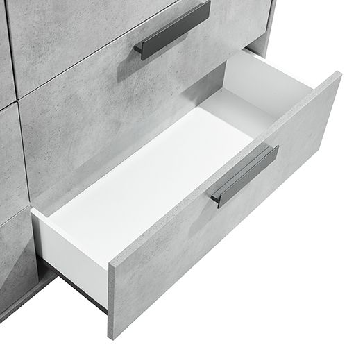 King 4 Pcs Bedroom Suite with Dresser Fabric Combination of Black & Cement Colour