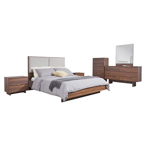 5 Pcs King Bedroom Suite in Fabric LED Light