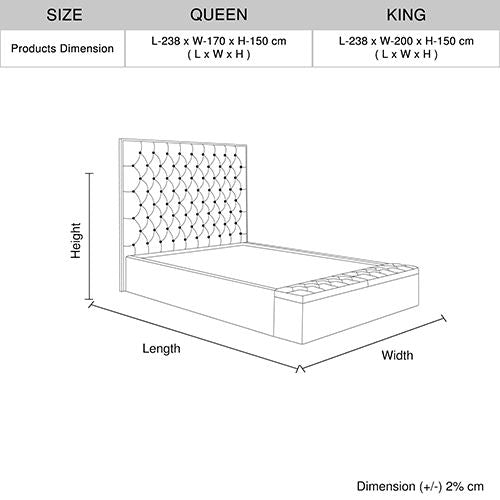 King Storage Bed Frame Fabric Upholstery Tufted Headboard