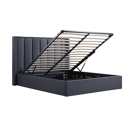 Gas Lift King Bed Frame MDF in Black