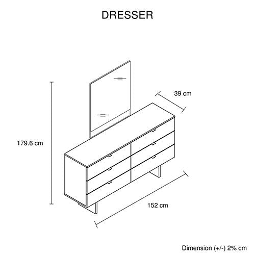 Dresser Mirror with Melamine Finishing 6 Drawers