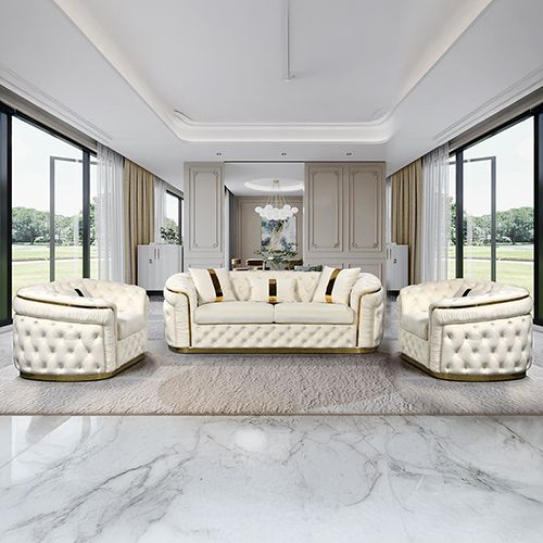 3+1+1 Seater Sofa Set Beige Velvet Fabric