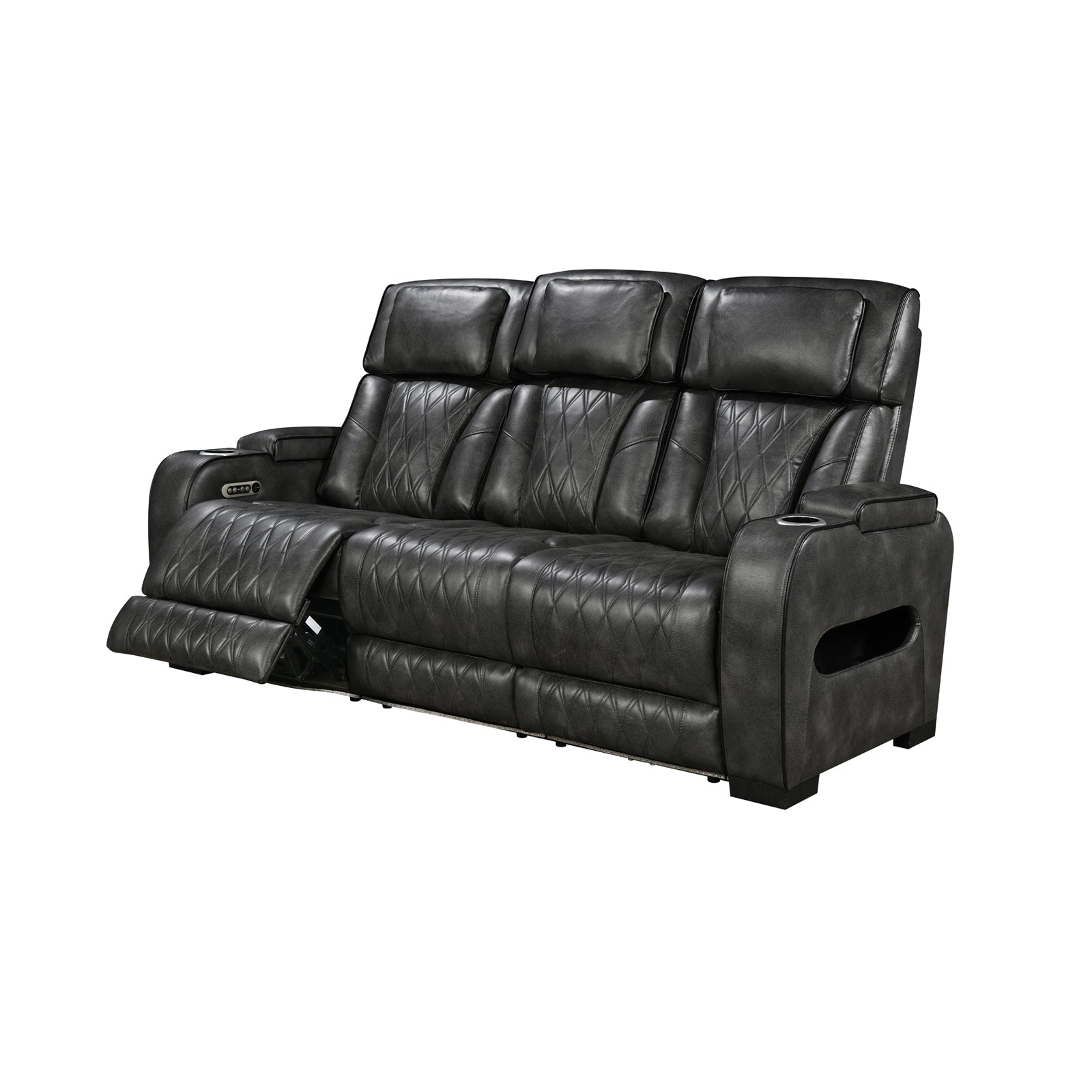 3-1-1 Seater Electric Air Leather Dark Grey Recliner Set