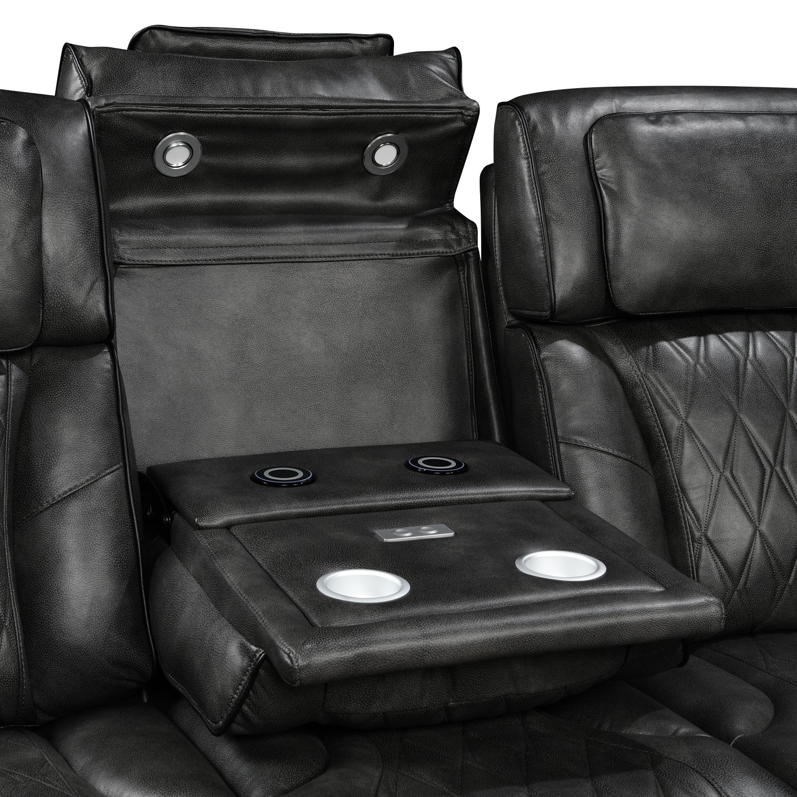 3-1-1 Seater Electric Air Leather Dark Grey Recliner Set