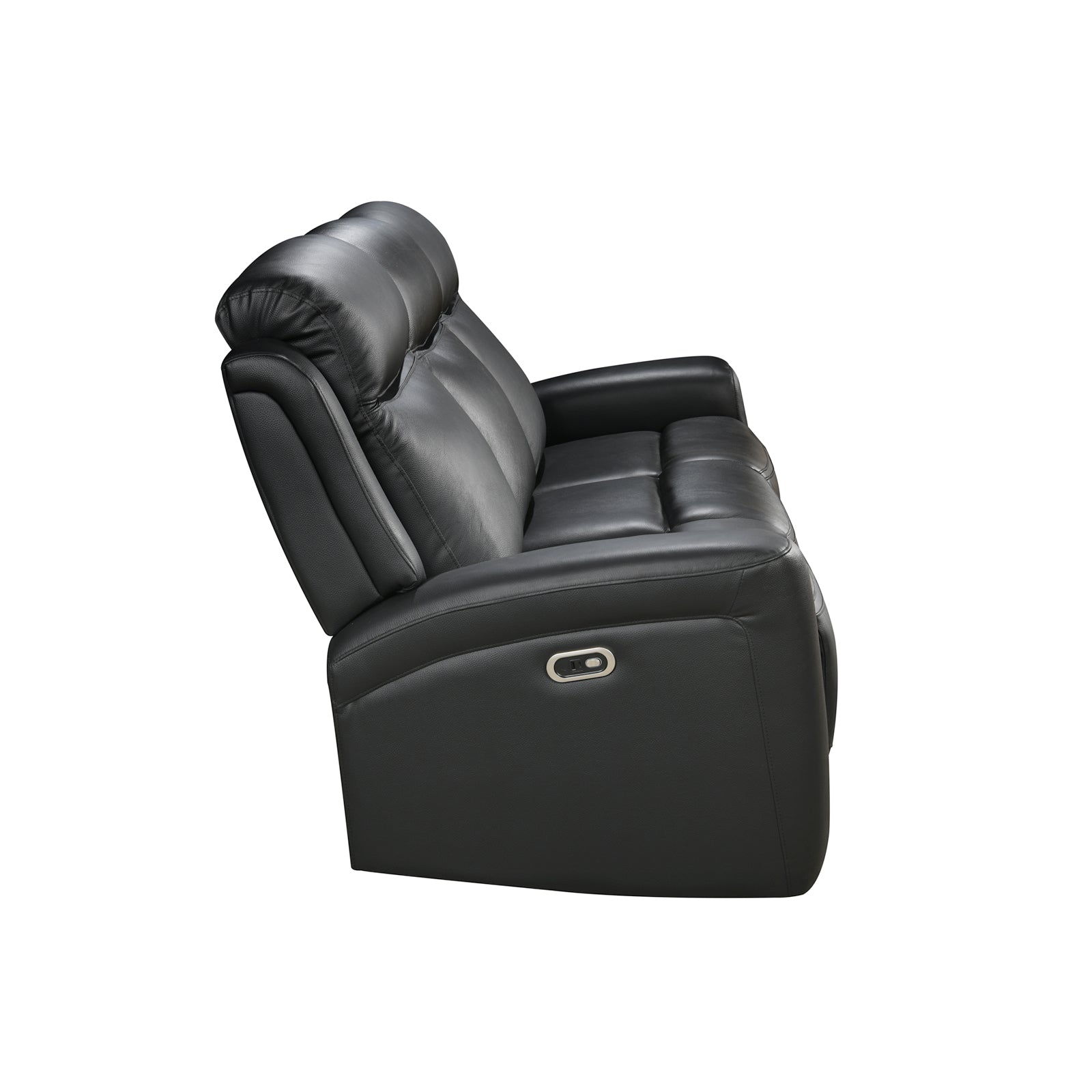 3-2 Seater Electric Leather/PVC Black Recliner Set