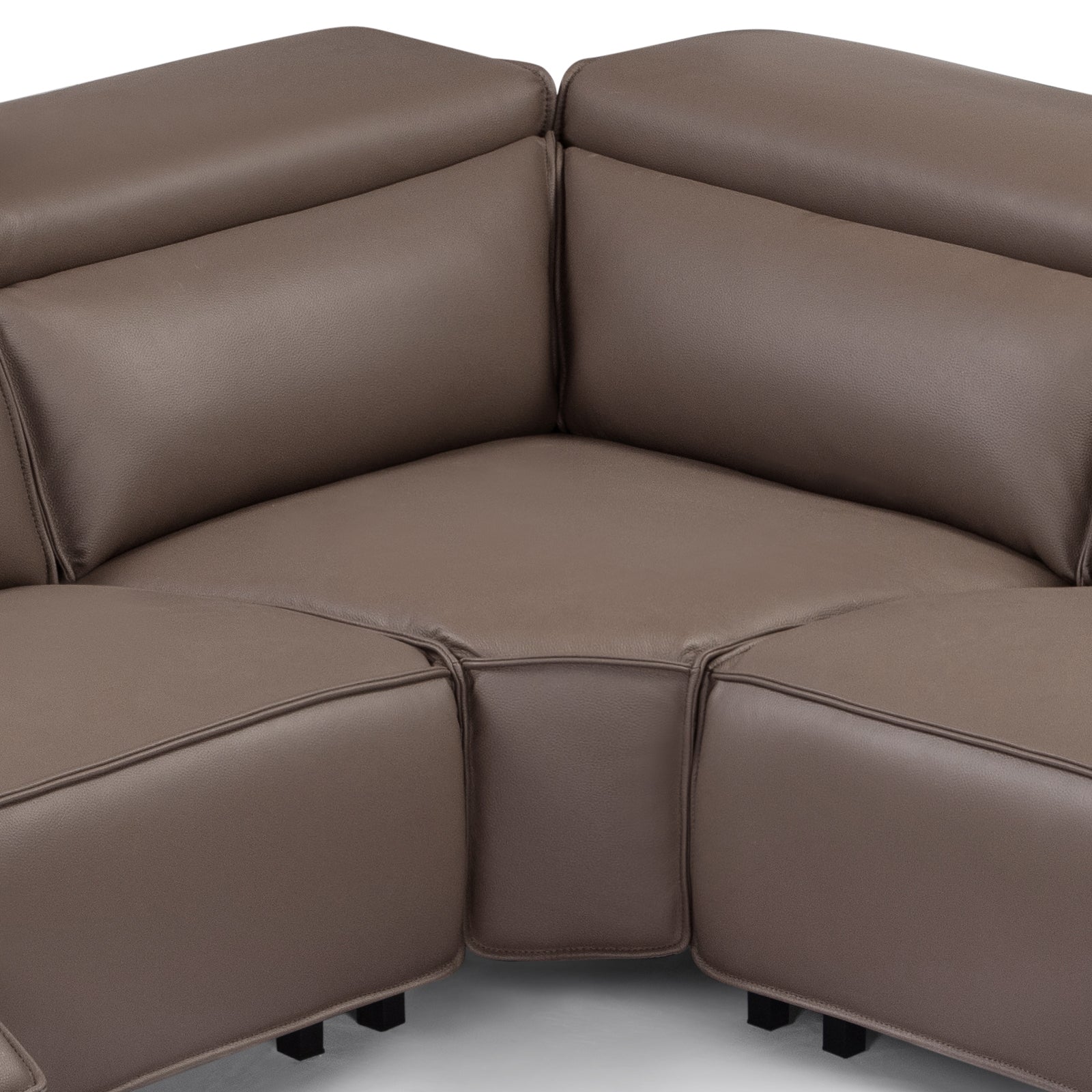 5 Seater Real Cow Leather Sofa with Power Recliner Adjustable Headrest Wooden Frame Corner Lounge