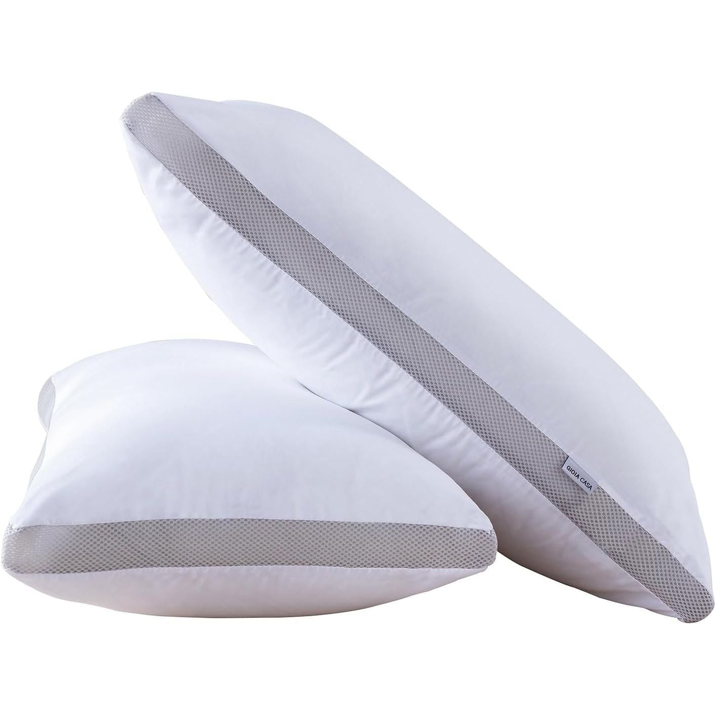 Gioia Casa Bamboo Cooling Pillows Twin Pack - Luxury Plush Down-Like Microfibre Pillows for Bedding - Ultra Soft, Comfy & Breathable Standard Pillows