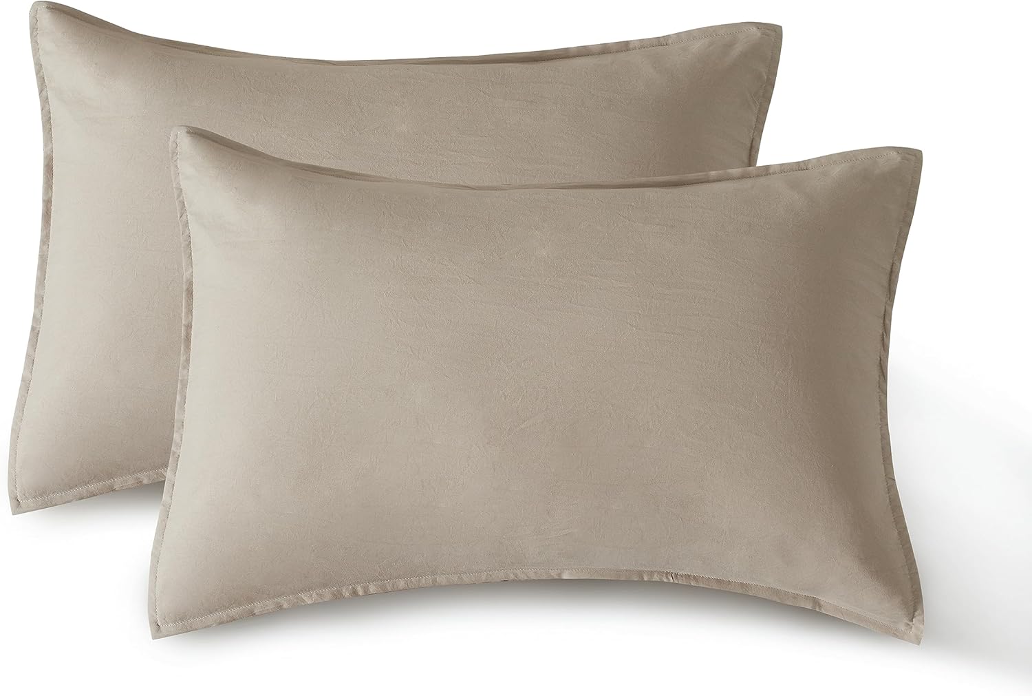 Vintage Washed Microfibre King Pillowcases - Ultra Soft & Skin-Friendly - Set of 2 - 50cm x 90cm (Linen)