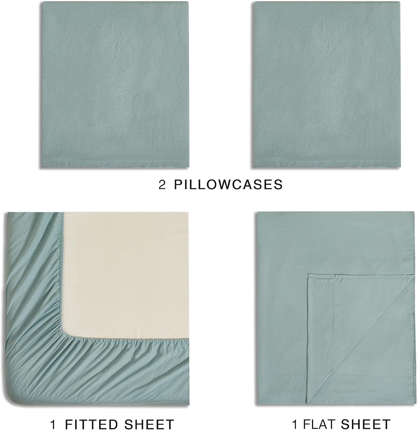 Vintage Washed Microfibre Sheet Set with 2 Pillowcases - Seafoam - Super King