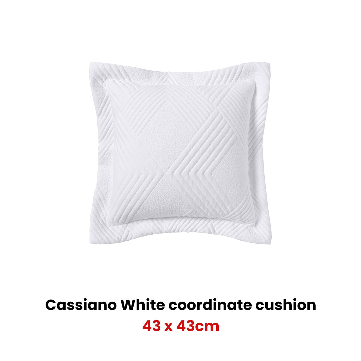 Bianca Cassiano White Square Filled Cushion 43 x 43cm