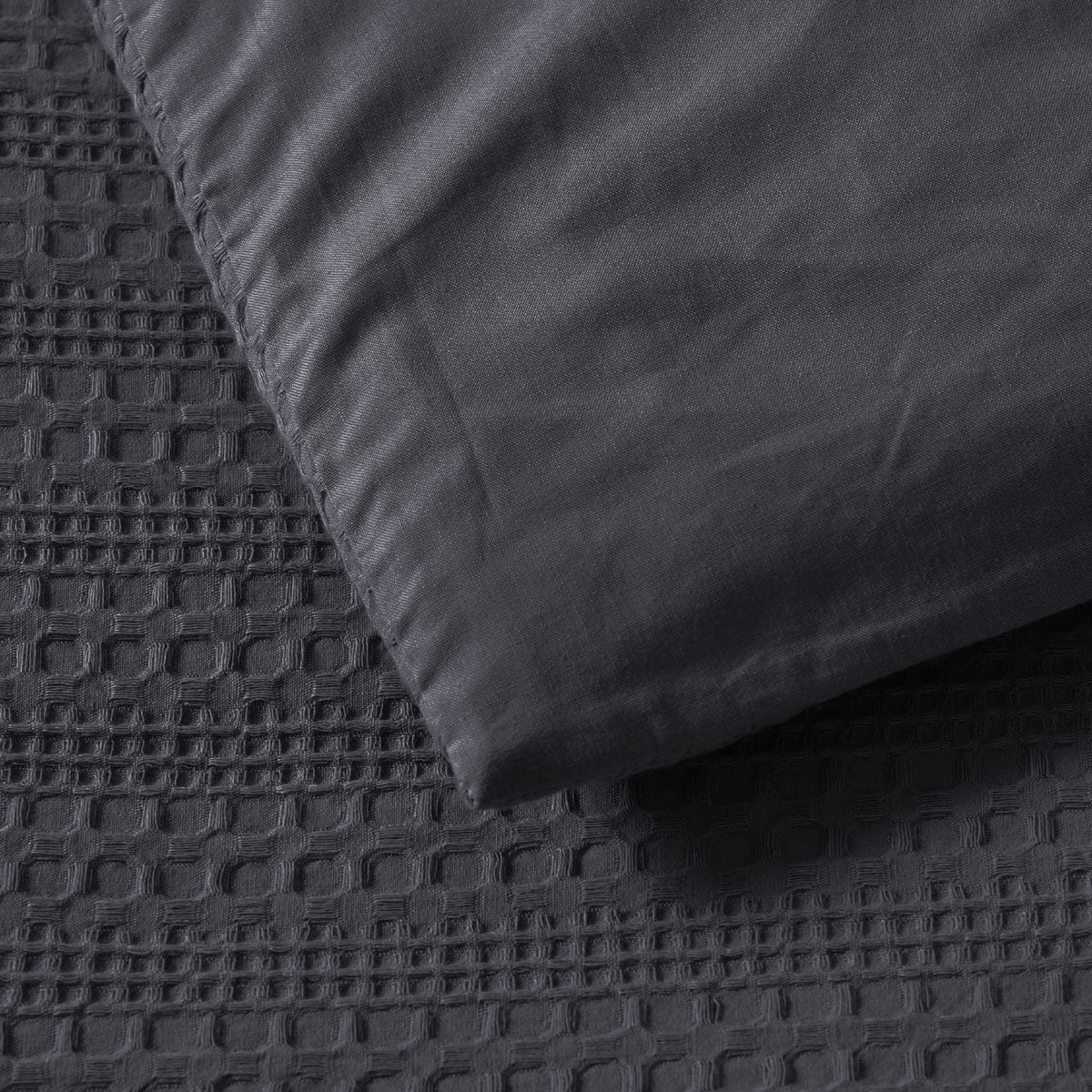 Bianca Kahlani Charcoal Waffle Quilt Cover Set Queen