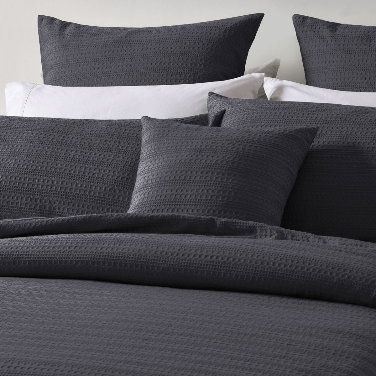 Bianca Kahlani Charcoal Waffle Quilt Cover Set Super King