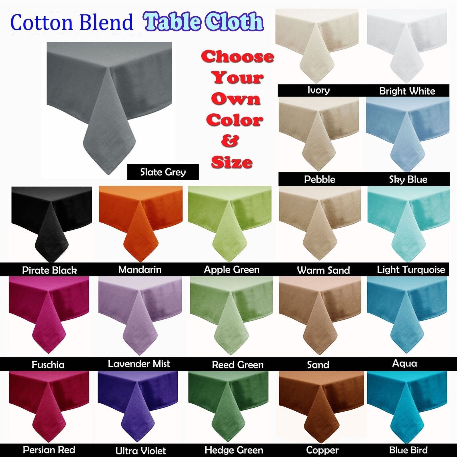 Hoydu Cotton Blend Table Cloth 180cm x 310cm - BRIGHT WHITE