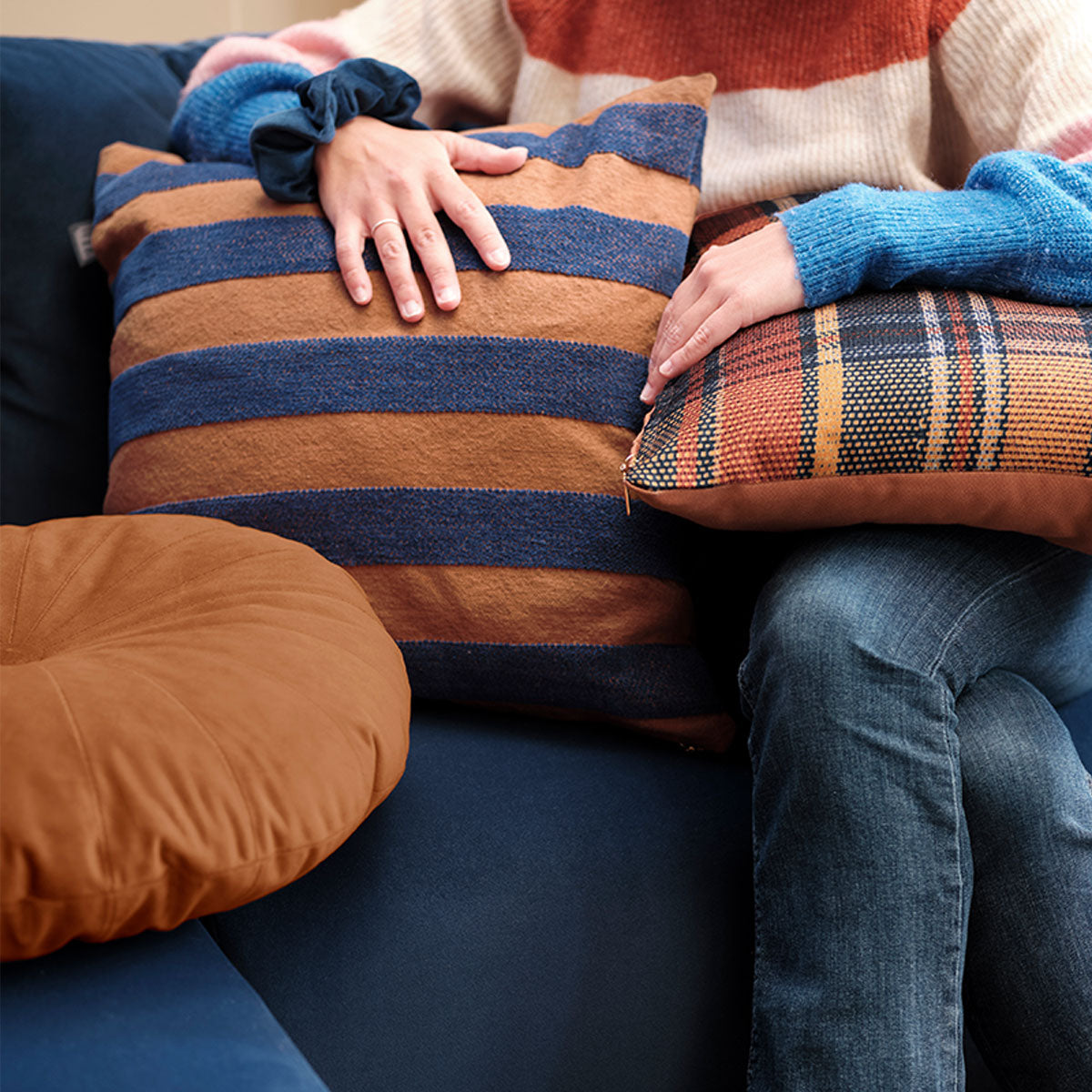 KAAT Amsterdam Nissa Multi Stripe Square Filled Cushion 45cm x 45cm