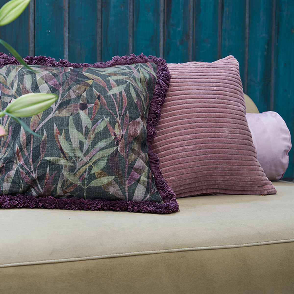 KAAT Amsterdam Ribbed Pink Square Filled Cushion 43cm x 43cm