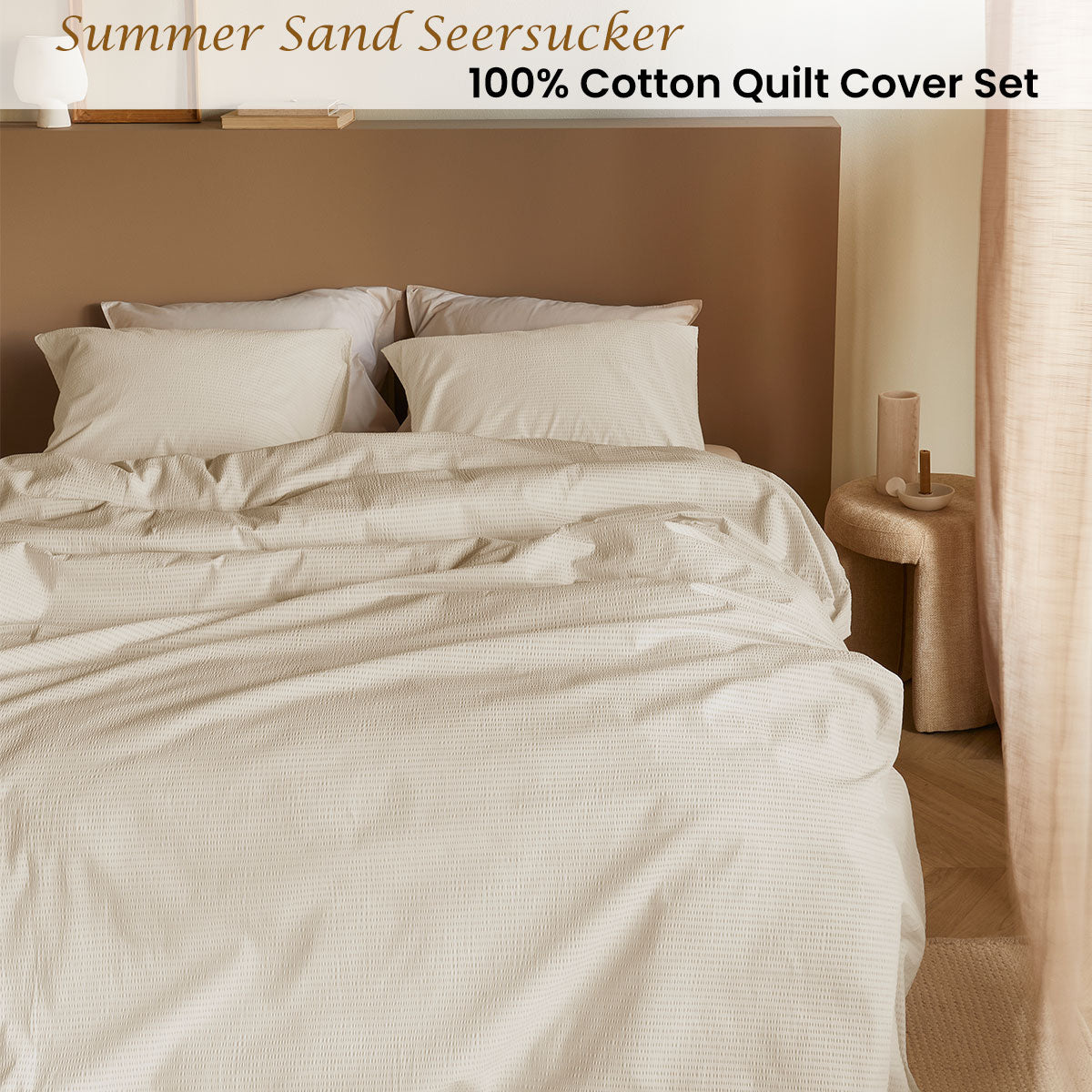 Bedding House Summer Sand Seersucker Cotton Quilt Cover Set Queen
