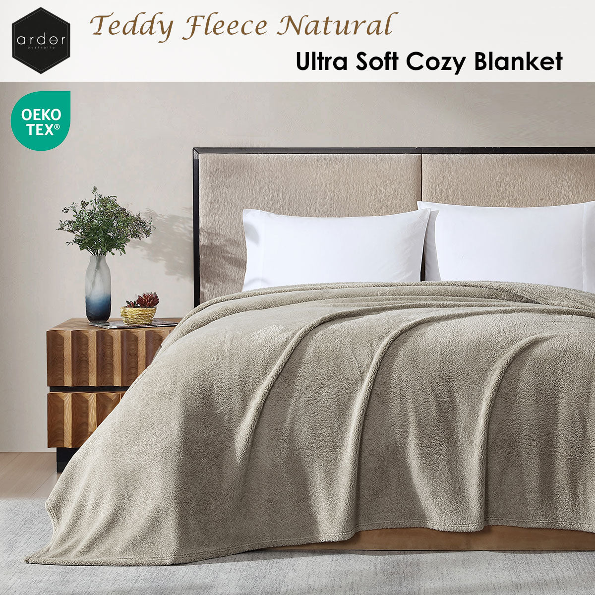 Ardor Teddy Natural Ultra Soft Cozy Fleece Blanket Queen