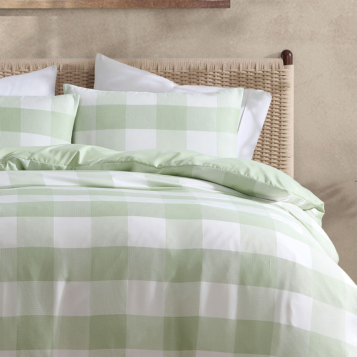 Ardor Ashlea Sage Oversized Waffle Check Quilt Cover Set King