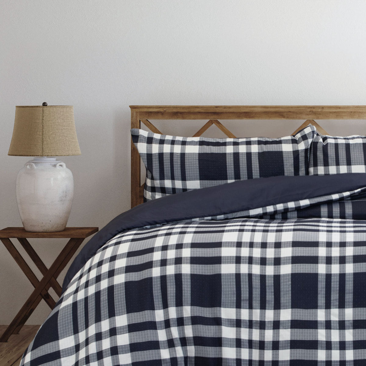 Ardor Ronan Navy Plaid Jacquard Quilt Cover Set King