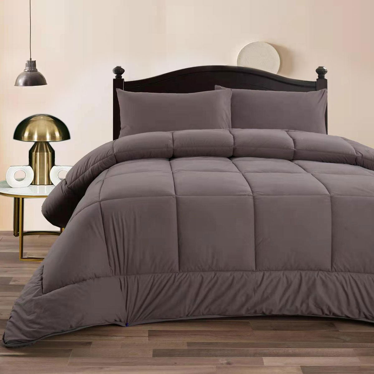 Ramesses Charcoal 3- Piece Mink Flannel Comforter Set King
