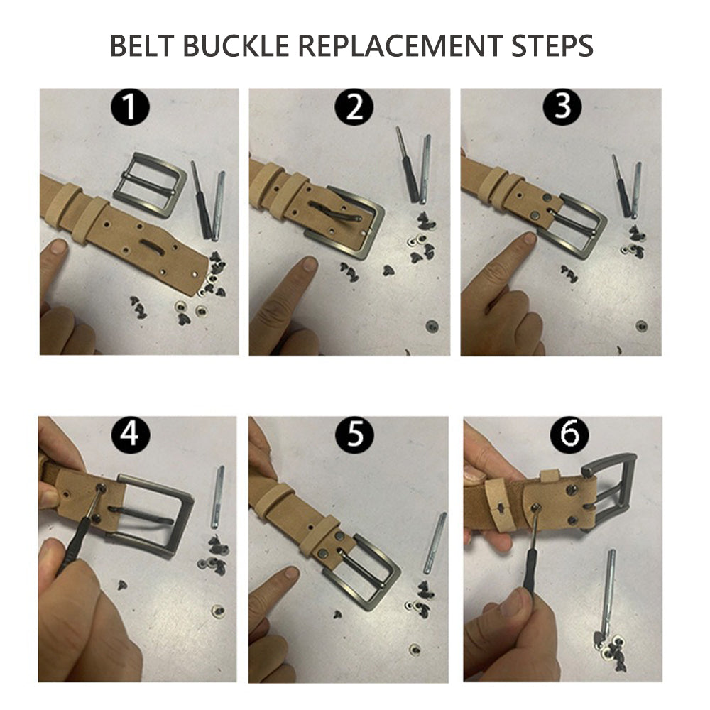 Men's Genuine Leather Belt Full Grain Cowhide Belt with Detachable Buckle (130cm)