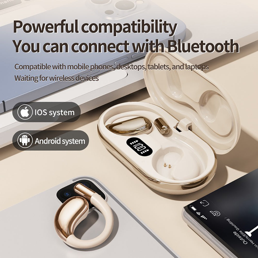 Wireless Earhook Sports Headphones Open-Ear Bluetooth 5.4 Sweat-Resistant Earphones (Black)