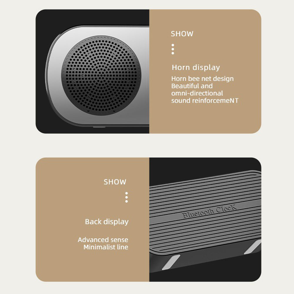 Wireless Bluetooth Speaker Alarm Clock Music Radio Player Timer Hands-Free Calling (Black)