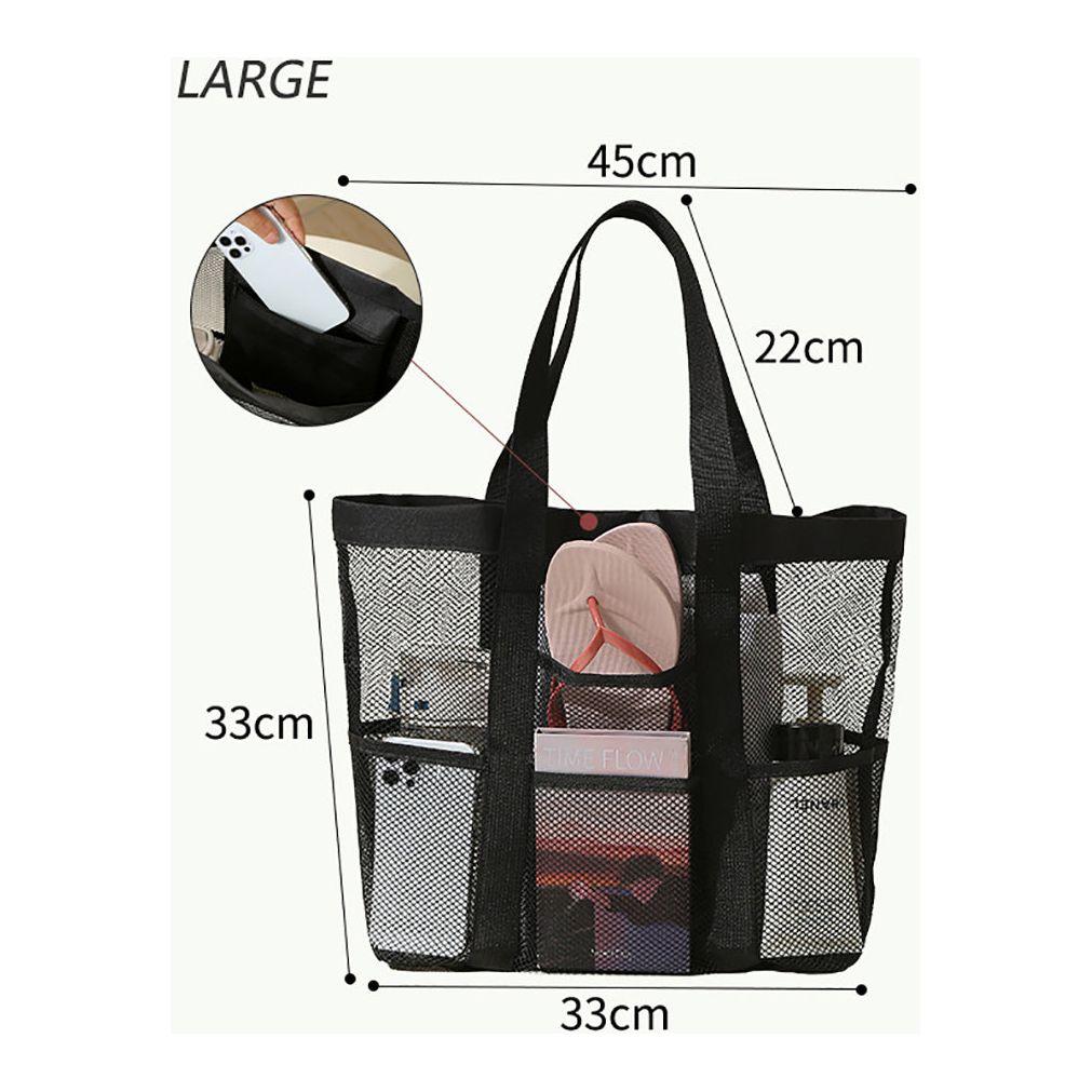Large Capacity Mesh Multi-pocket Beach Bag Portable Travel Swimming Storage(Large)