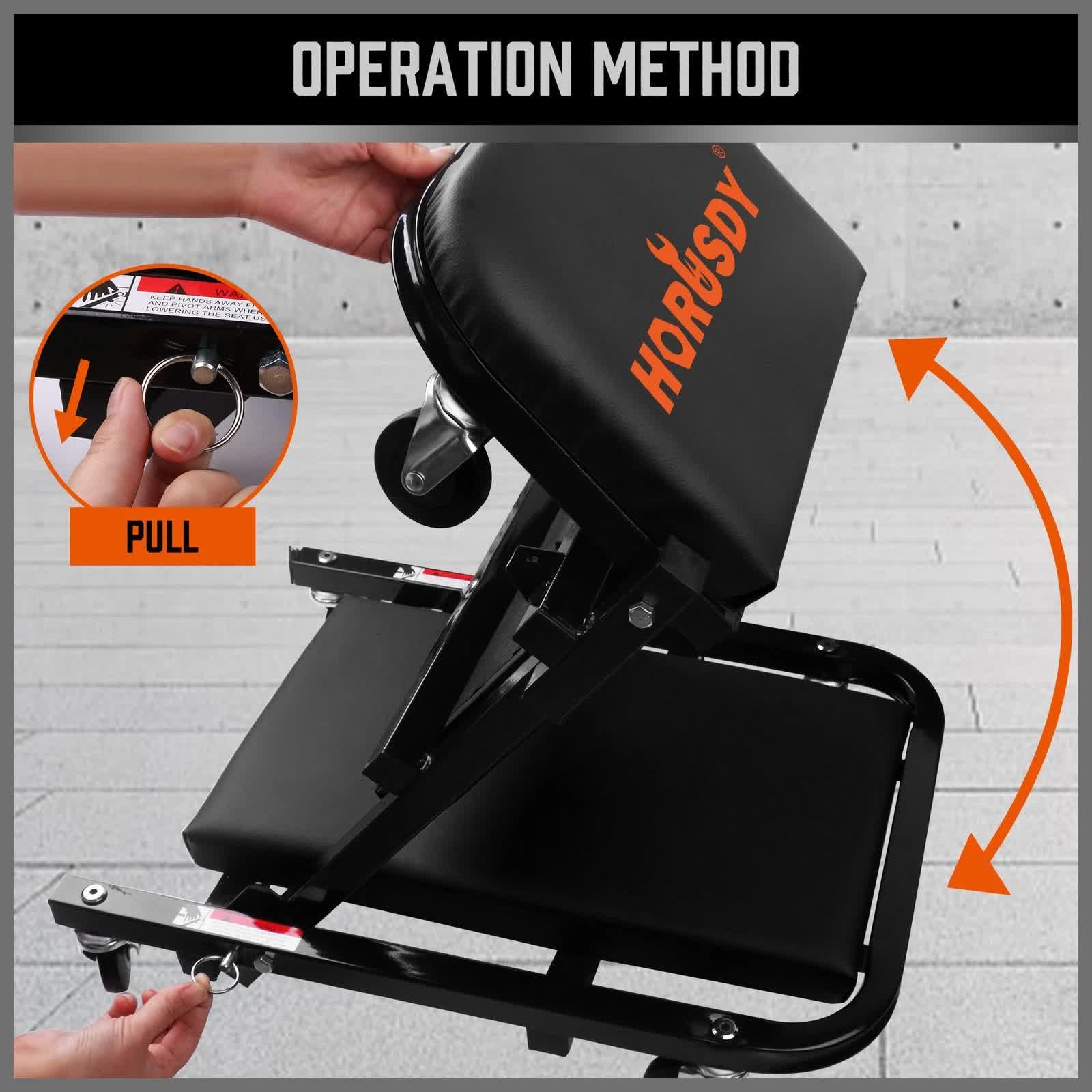 40inch 2 in 1 Folding Creeper Mechanic Z Seat Garage Workshop Rolling Work Stool