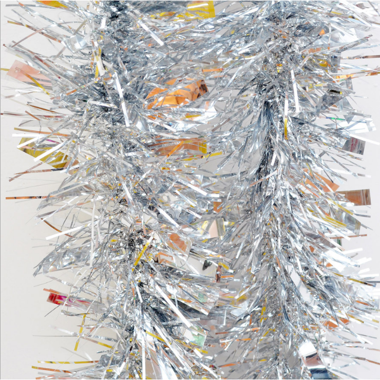 5x 2.5m Christmas Tinsel Xmas Garland Sparkly Snowflake Party Natural Home Décor, Thick Silver