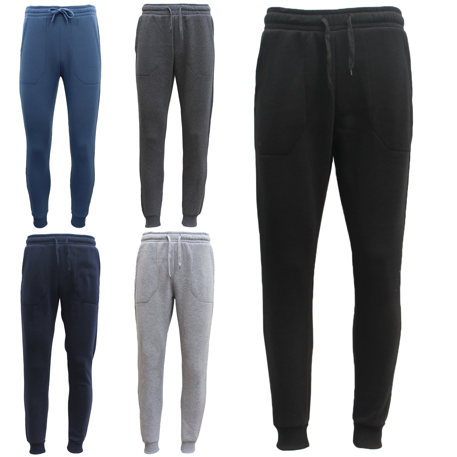 Mens Unisex Fleece Lined Sweat Track Pants Suit Casual Trackies Slim Cuff XS-6XL, Black, XS