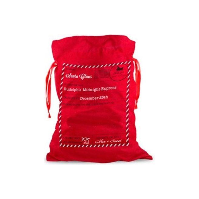 50x70cm Canvas Hessian Christmas Santa Sack Xmas Stocking Reindeer Kids Gift Bag, Red - Santa Mail