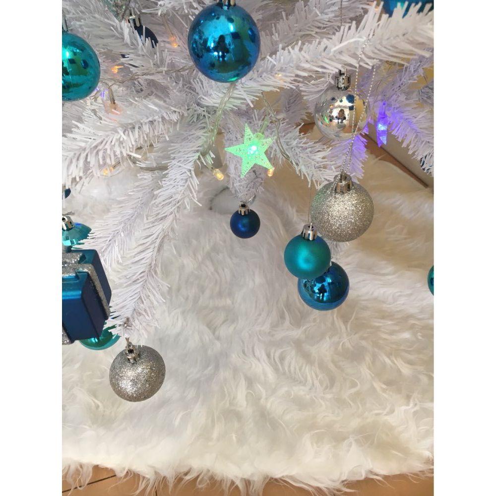 60/78/90/122cm Christmas Snow Plush Tree Skirt Xmas Base Floor Mat Cover Decor, 90cm (35.4")