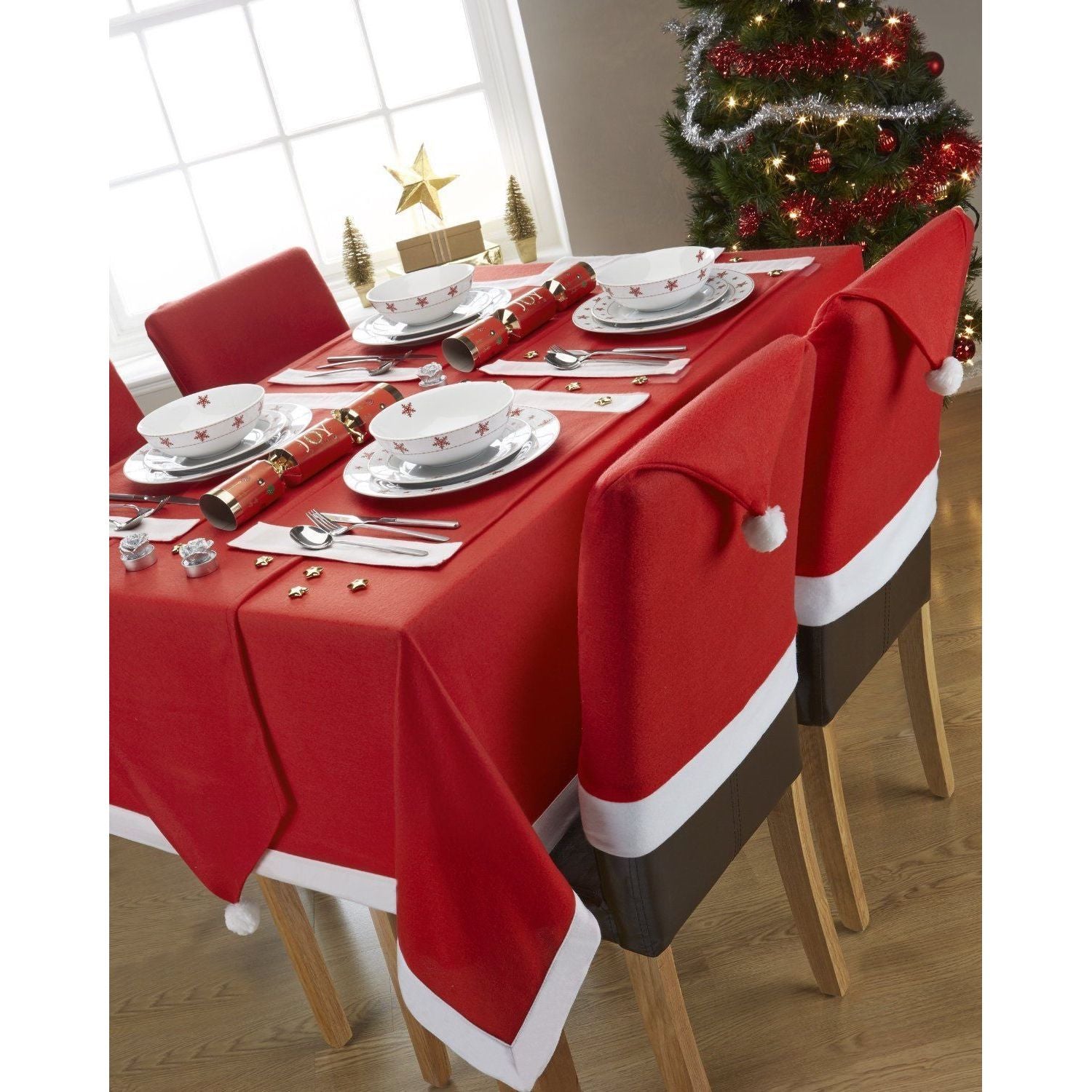 Christmas Chair Covers Tablecloth Runner Decoration Xmas Dinner Party Santa Gift, 8x Chair Covers