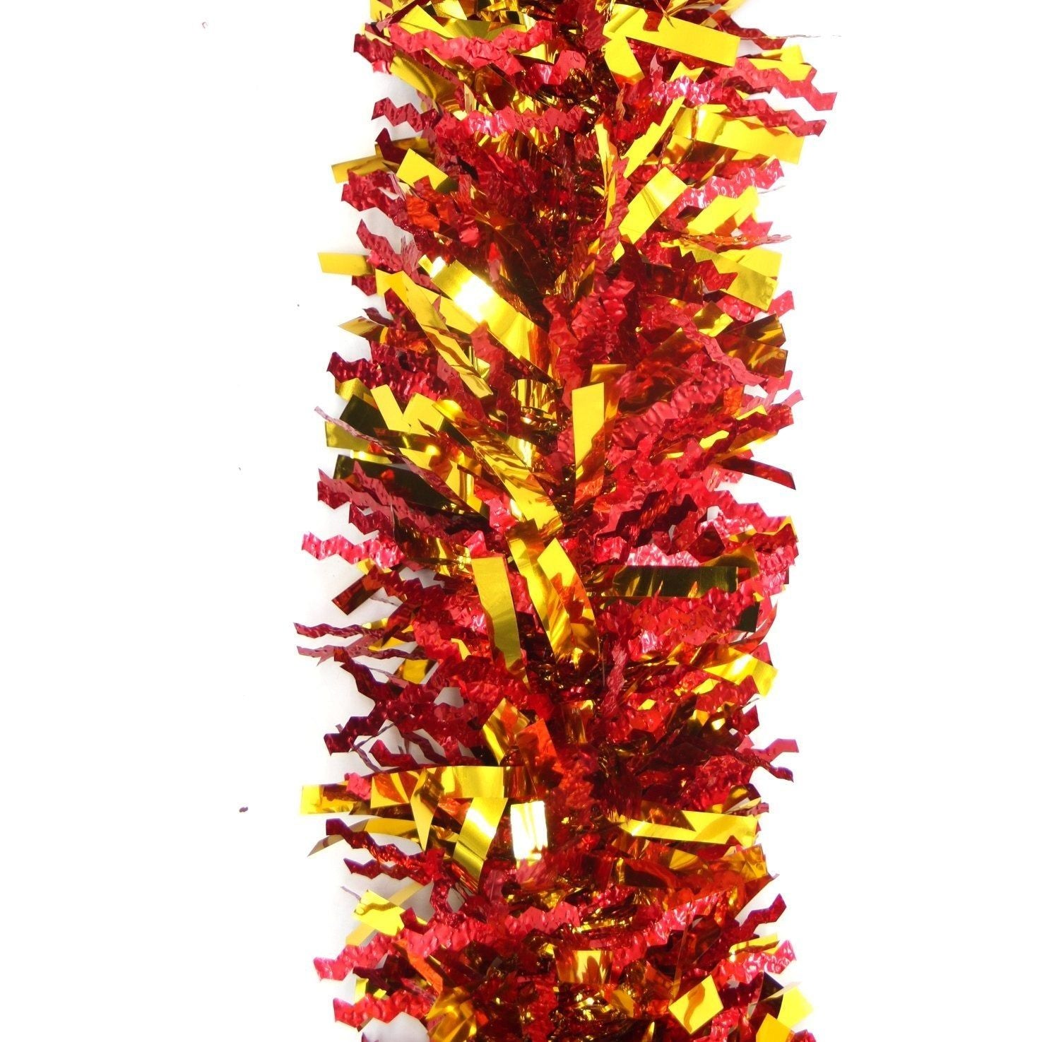 5x 2.5m Christmas Tinsel Xmas Garland Sparkly Snowflake Party Natural Home Décor, Crinkle Cut (Red Gold)