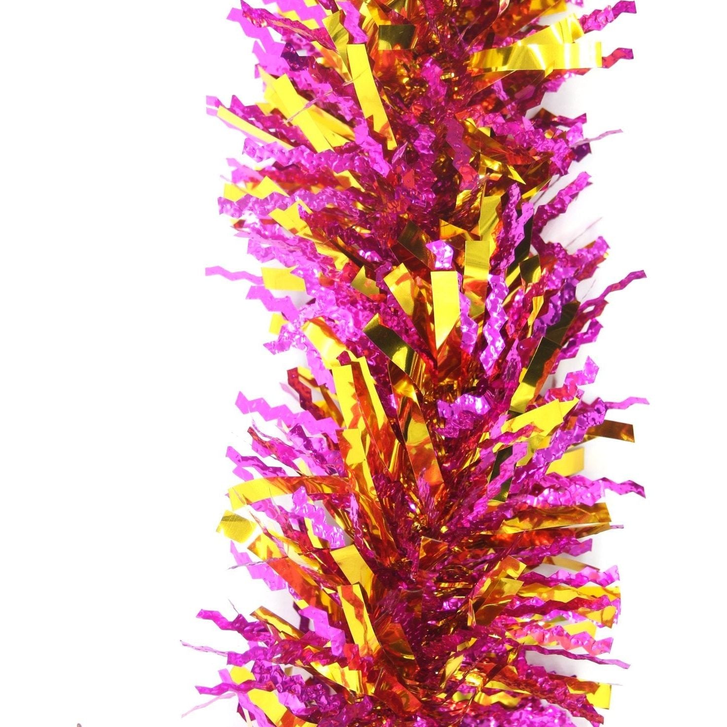5x 2.5m Christmas Tinsel Xmas Garland Sparkly Snowflake Party Natural Home Décor, Crinkle Cut (Pink Gold)