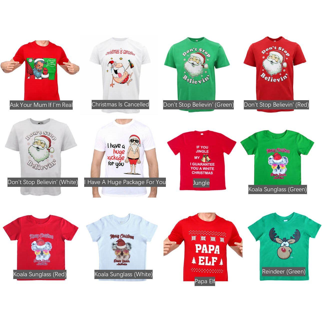 New Funny Adult Xmas Christmas T Shirt Tee Mens Womens 100% Cotton Jolly Ugly, Santa Surf (Red), M