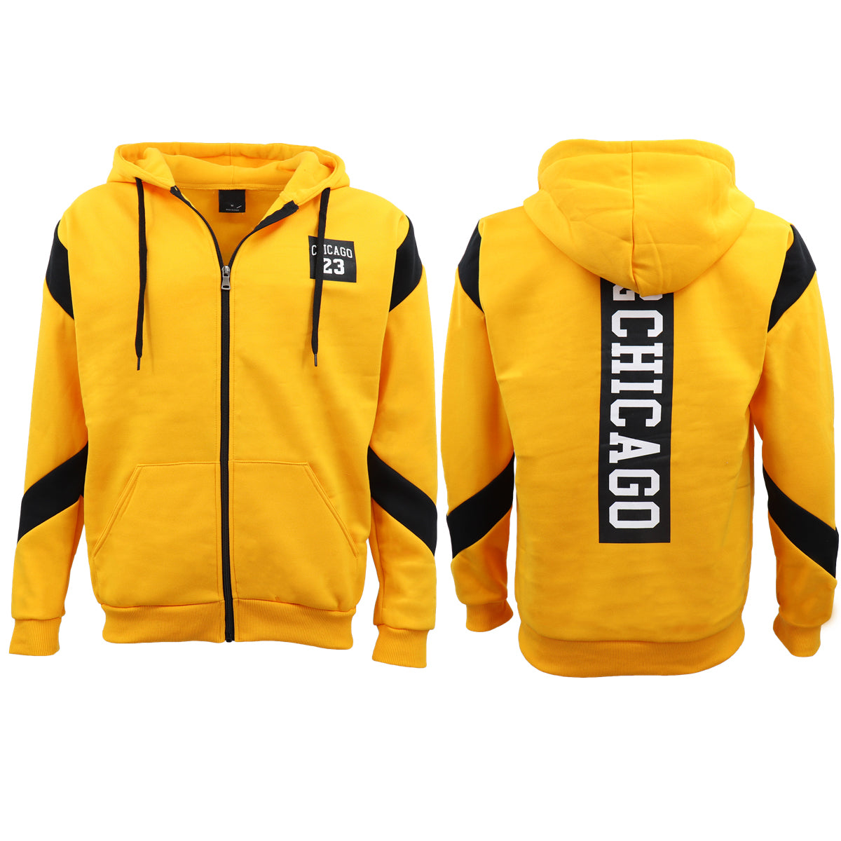 Men's Fleece Zip Up Hoodie Shirt Chicago Bulls 23 Michael Jordan Sweat Jacket, Black, M