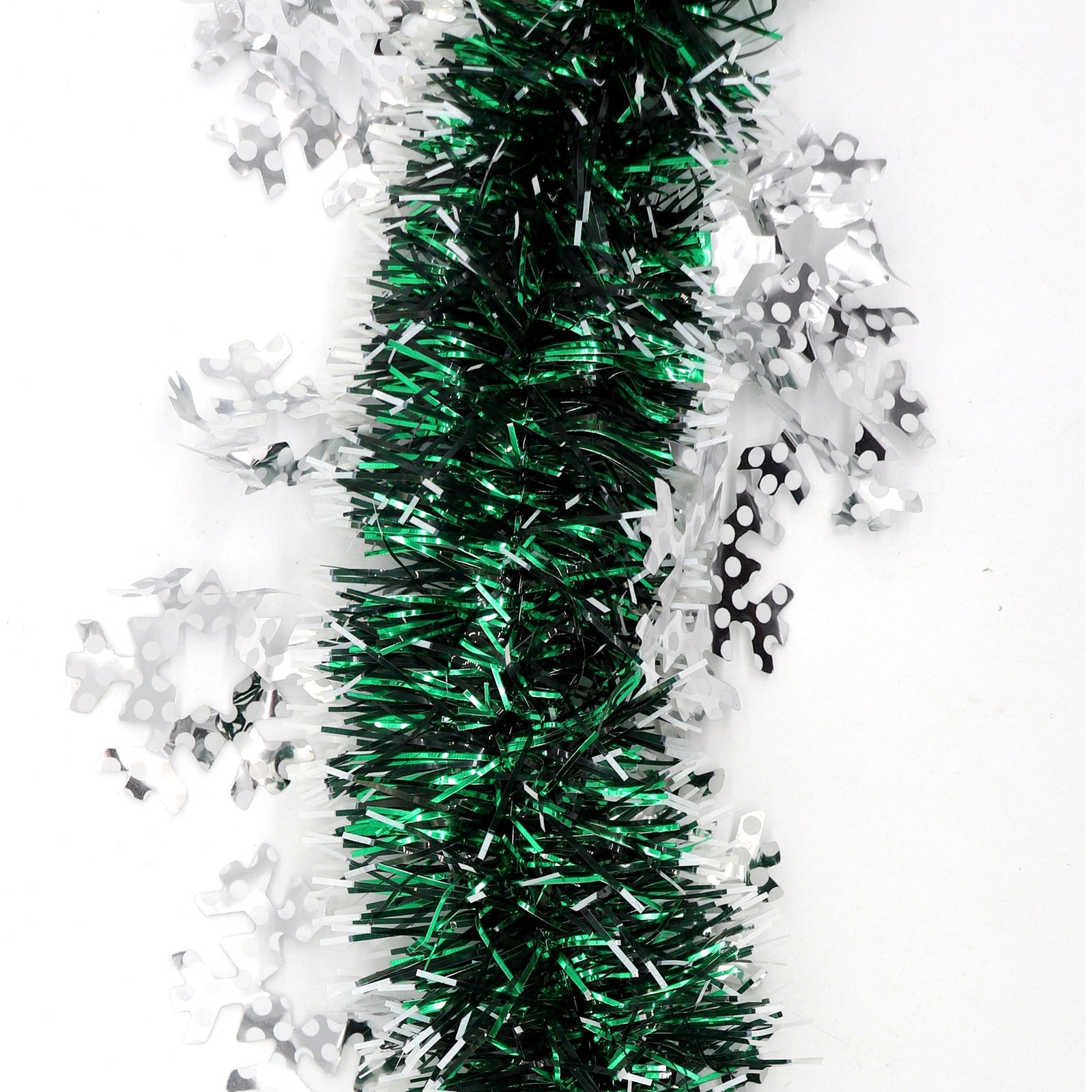 5x 2.5m Christmas Tinsel Xmas Garland Sparkly Snowflake Party Natural Home Décor, Snow in Dark Green