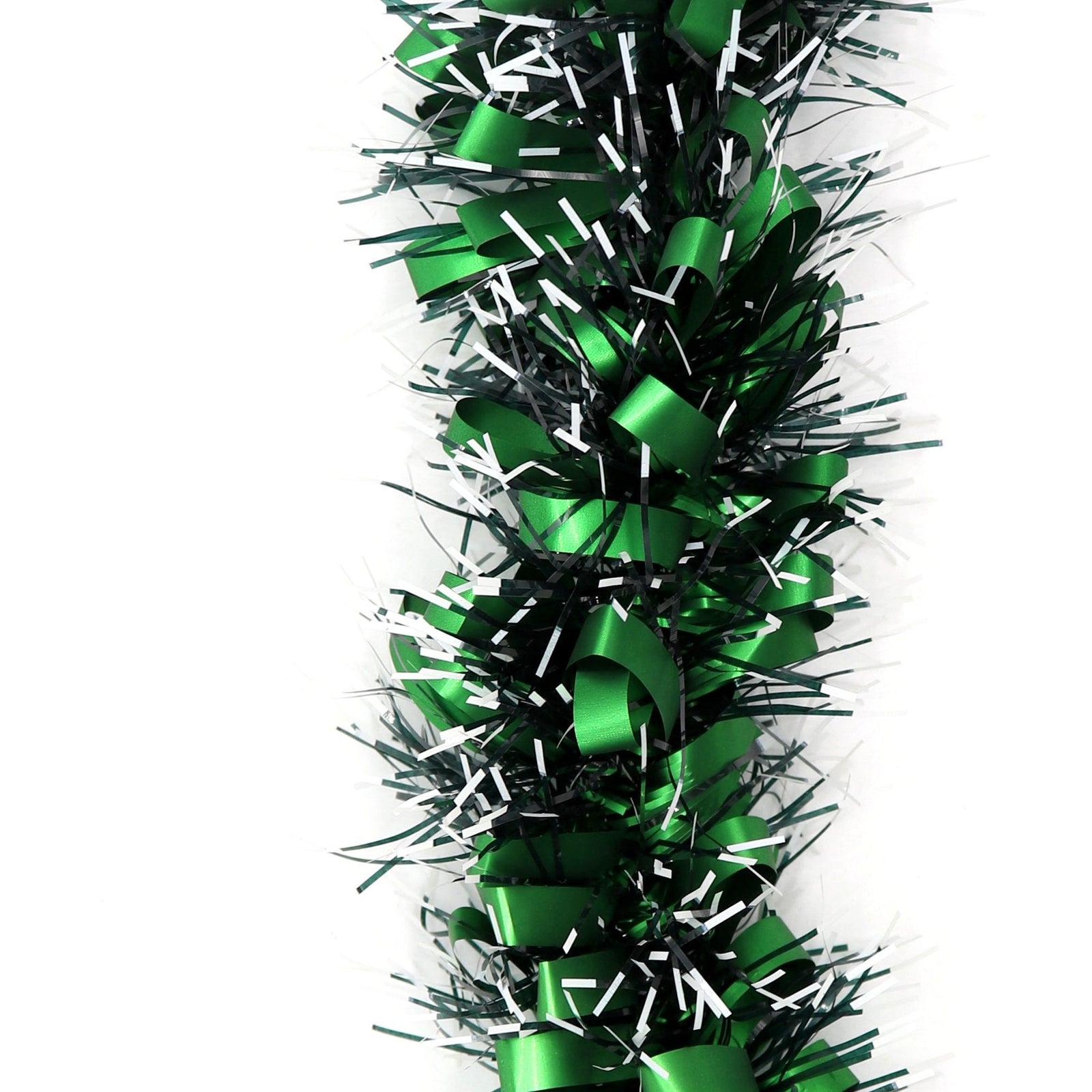 5x 2.5m Christmas Tinsel Xmas Garland Sparkly Snowflake Party Natural Home Décor, Bows (Black Green)