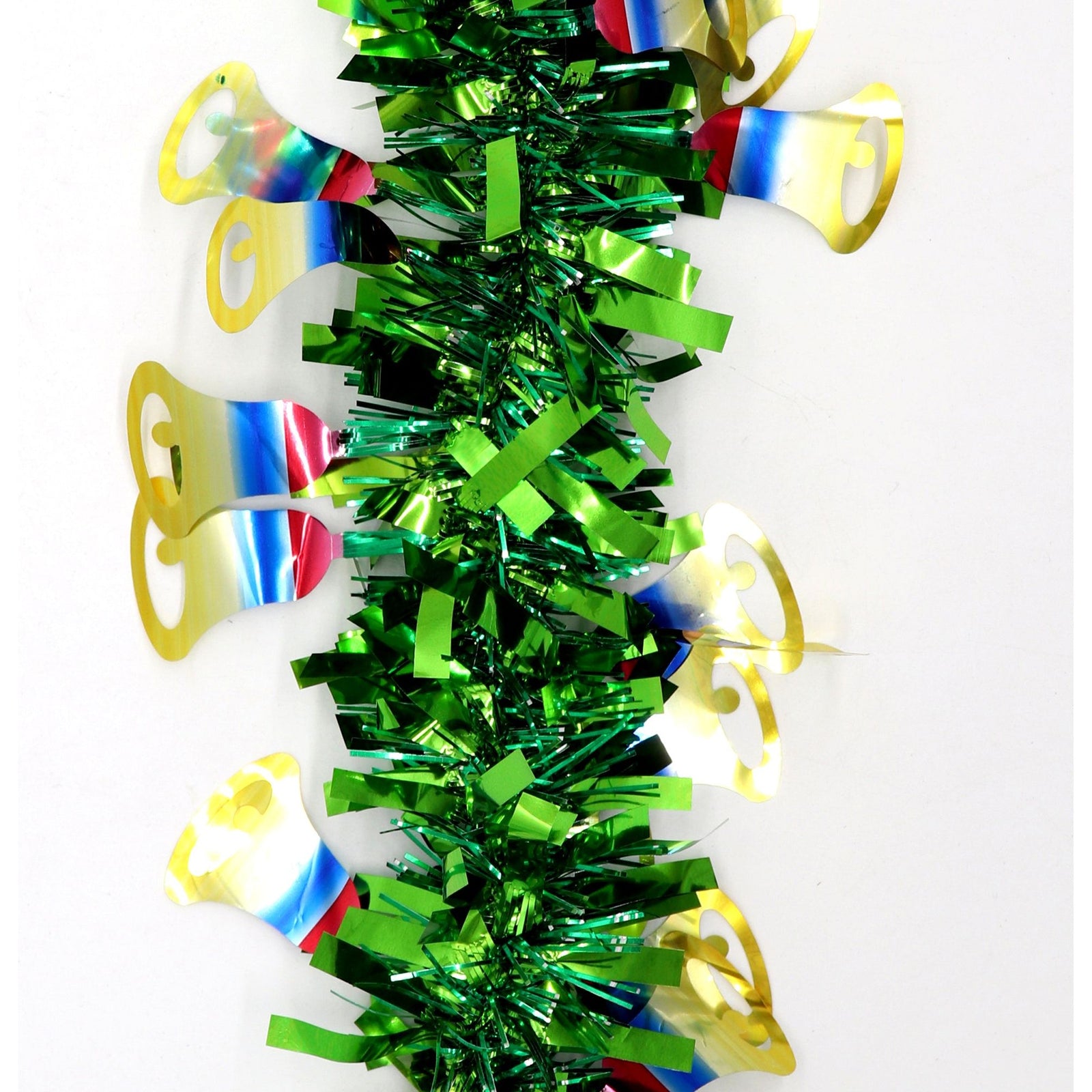 5x 2.5m Christmas Tinsel Xmas Garland Sparkly Snowflake Party Natural Home Décor, Bells (Green)