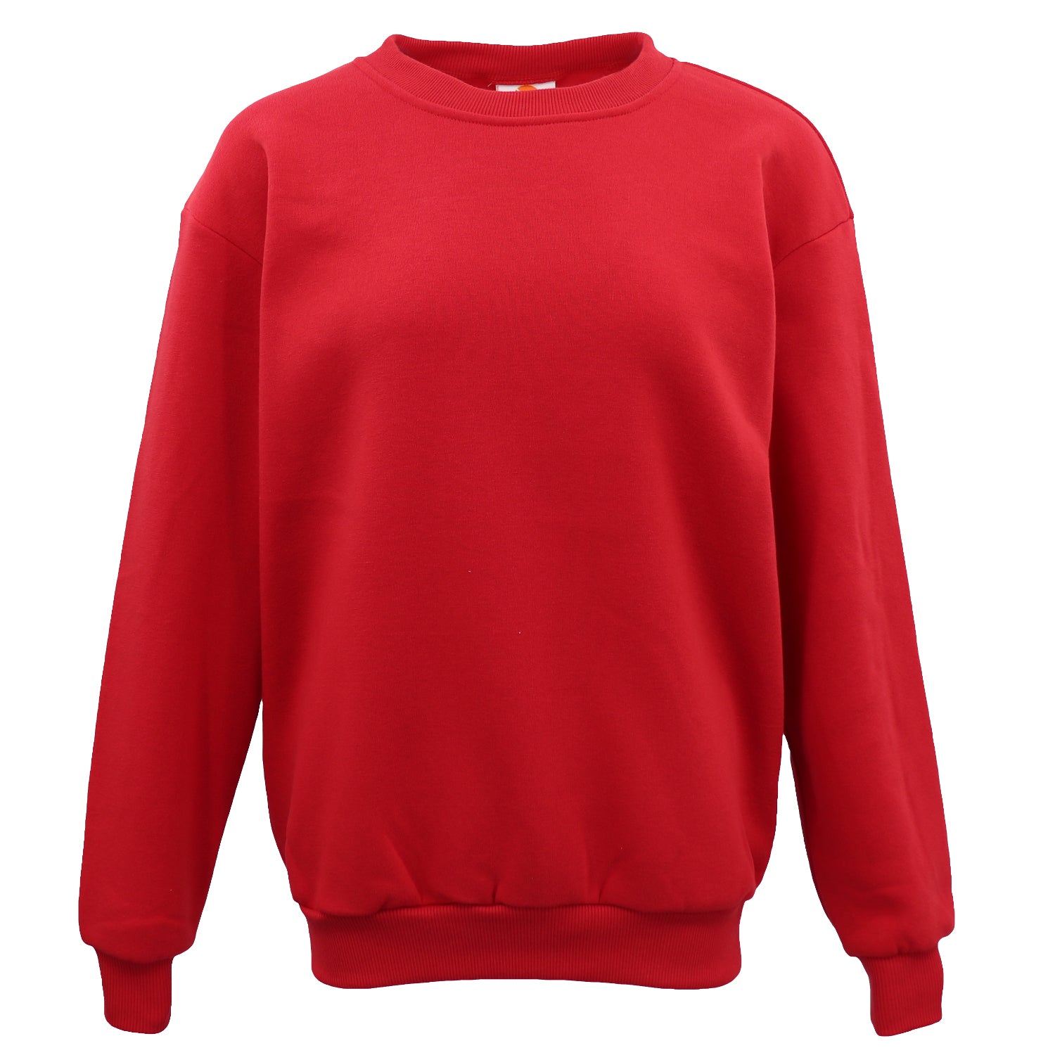 New Adult Unisex Plain Pullover Fleece Jumper Mens Long Sleeve Crew Neck Sweater, Red, 3XL