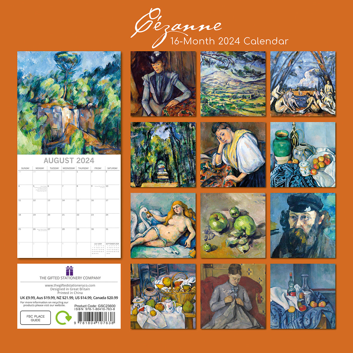 Cezanne 2024 Square Wall Calendar 16 Months Arts Planner Christmas New Year Gift
