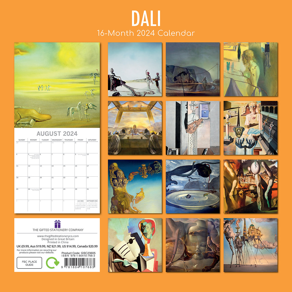 Dali - 2024 Square Wall Calendar 16 Months Arts Planner Christmas New Year Gift