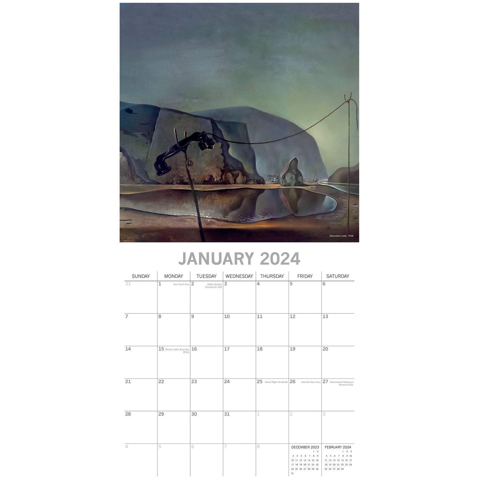 Dali - 2024 Square Wall Calendar 16 Months Arts Planner Christmas New Year Gift