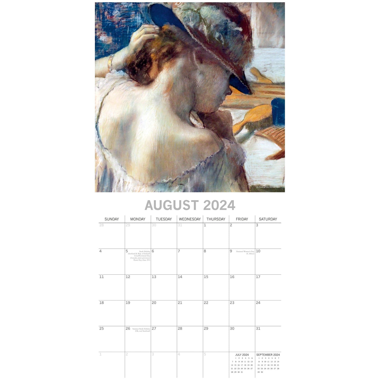 Degas - 2024 Square Wall Calendar 16 Months Arts Planner Christmas New Year Gift