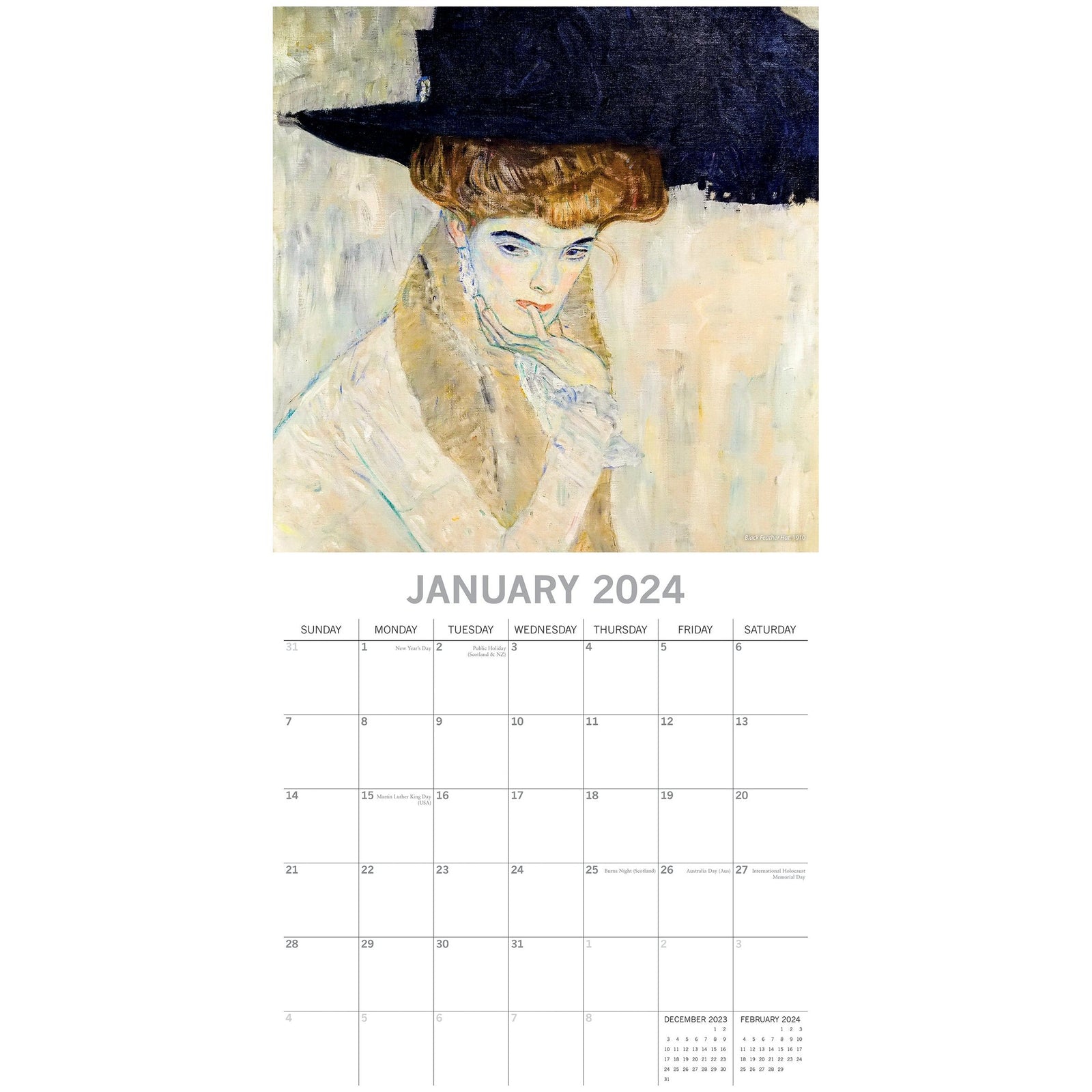 Klimt - 2024 Square Wall Calendar 16 Months Arts Planner Christmas New Year Gift
