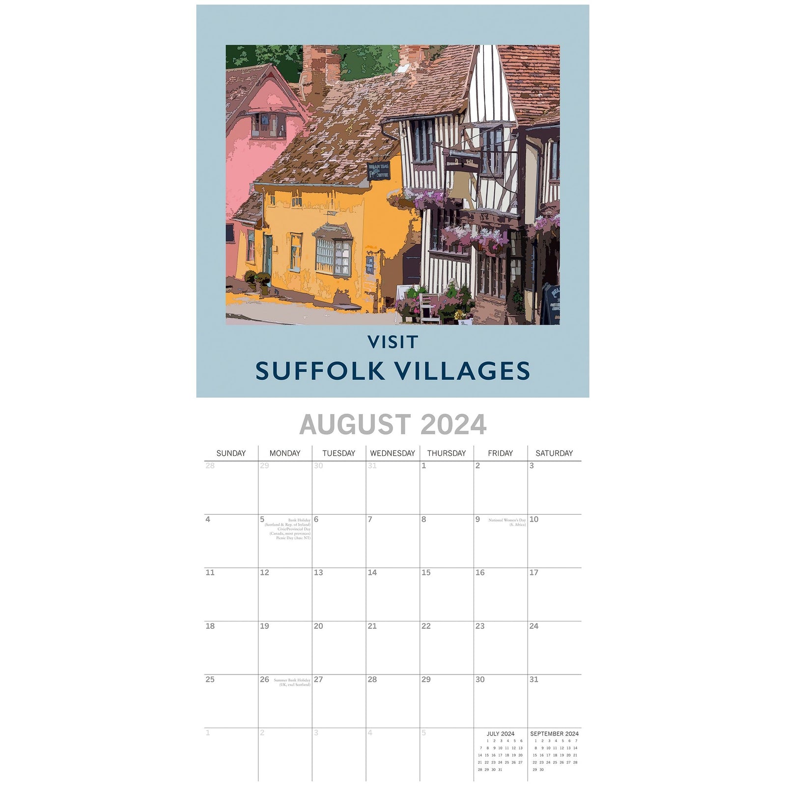 Nostalgic Travel - 2024 Square Wall Calendar 16 Month Arts Planner New Year Gift