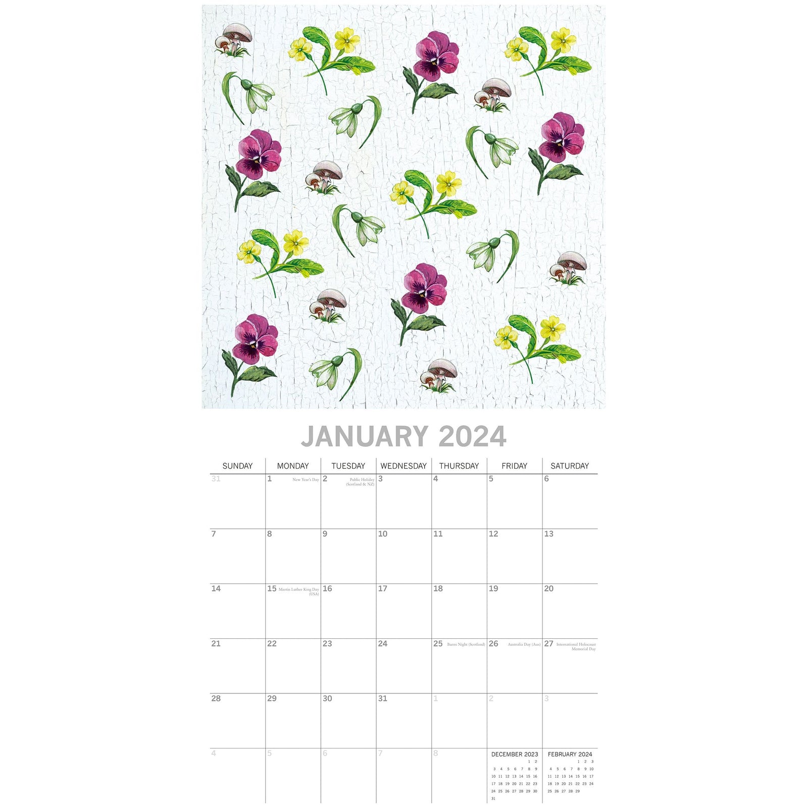 Beauty of Nature 2024 Square Wall Calendar 16 Month Floral Planner New Year Gift